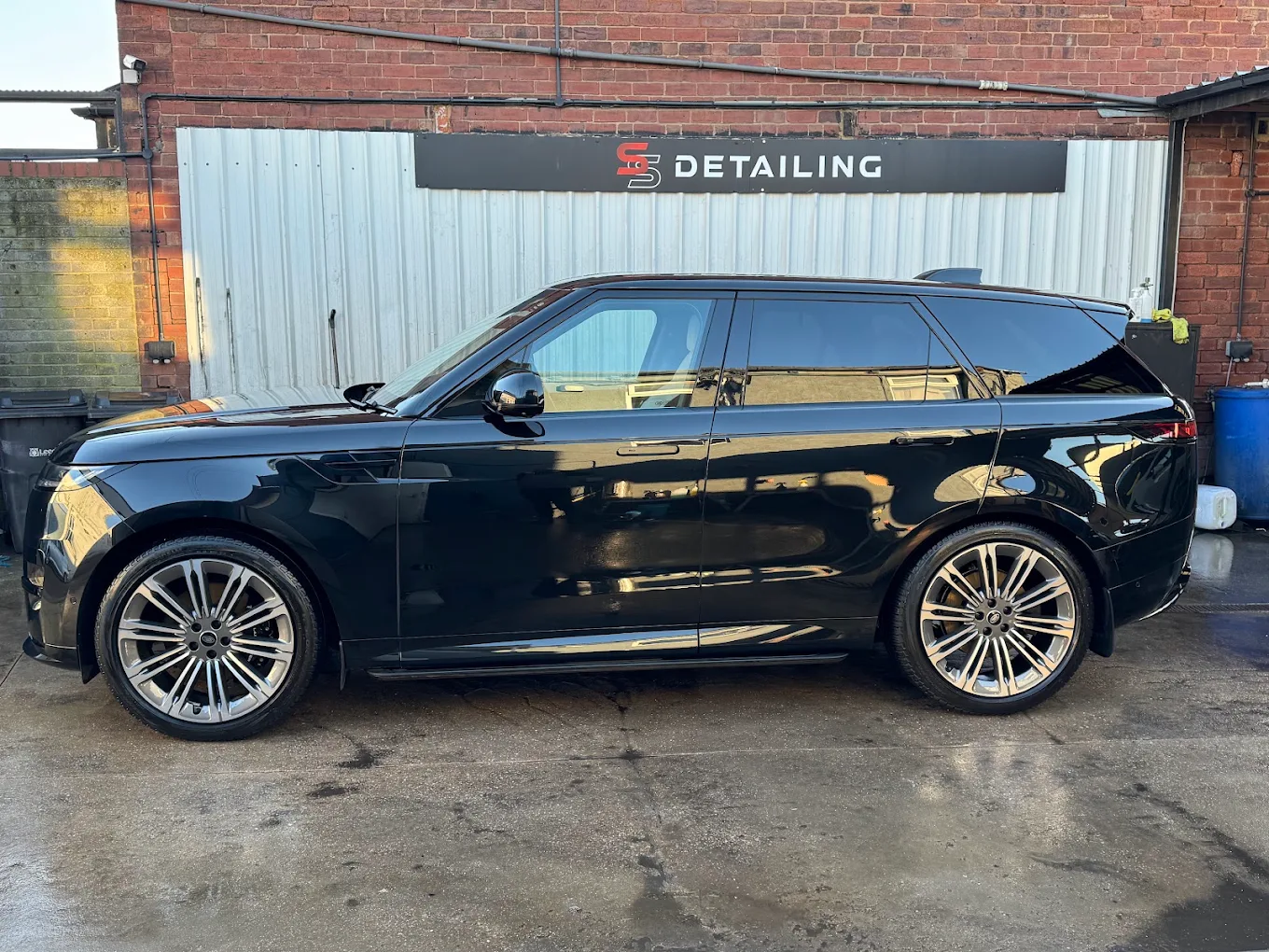 Detailed black Range Rover outside the SS Detailing Leeds unit